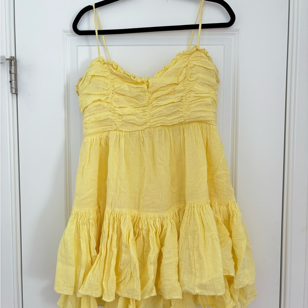 Yellow Ruffled Mini Dress